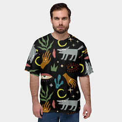 Футболка оверсайз мужская Мистический лес с волком, цвет: 3D-принт — фото 2