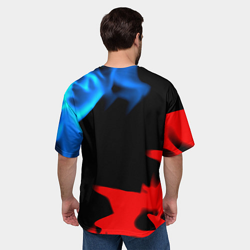 Мужская футболка оверсайз Россия герб огненый стиль / 3D-принт – фото 4