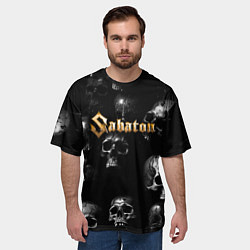 Футболка оверсайз мужская Sabaton - logo rock group, цвет: 3D-принт — фото 2