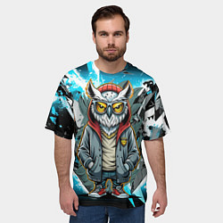 Футболка оверсайз мужская Сова в стильной одежде модница, цвет: 3D-принт — фото 2