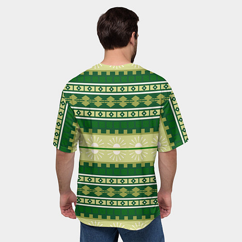 Мужская футболка оверсайз Зеленый этнический паттерн / 3D-принт – фото 4