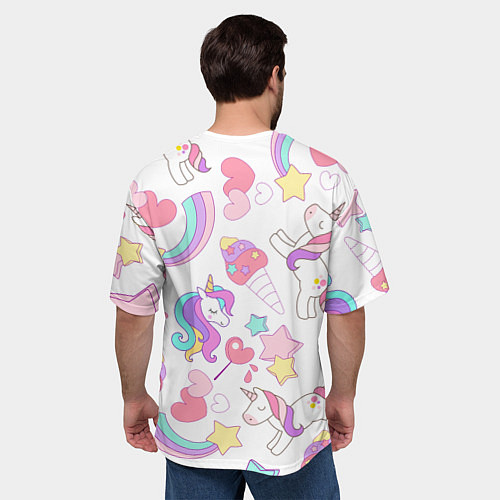 Мужская футболка оверсайз Единорог мороженое радуга и звездочки / 3D-принт – фото 4