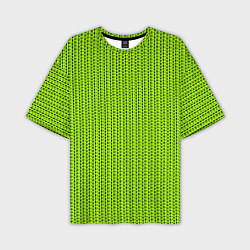Мужская футболка оверсайз Ярко-зелёный в маленькие чёрные полоски