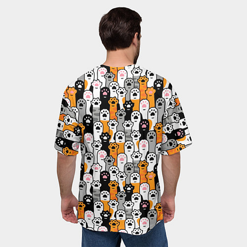 Мужская футболка оверсайз Кошачьи лапы / 3D-принт – фото 4