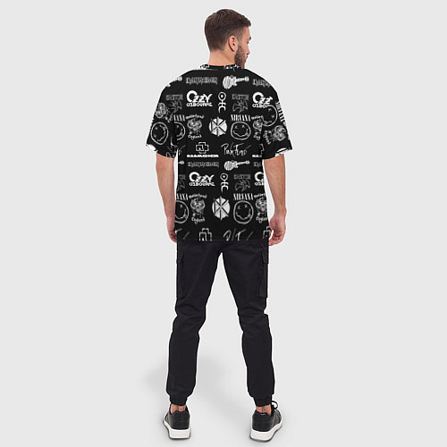 Мужская футболка оверсайз Rock band pattern / 3D-принт – фото 4
