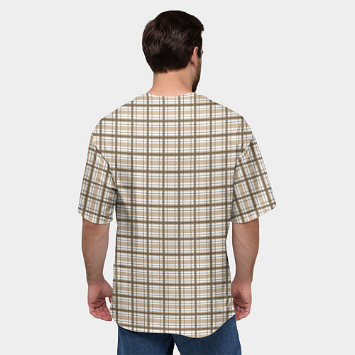 Мужская футболка оверсайз Светлый коричневый паттерн клетчатый / 3D-принт – фото 4