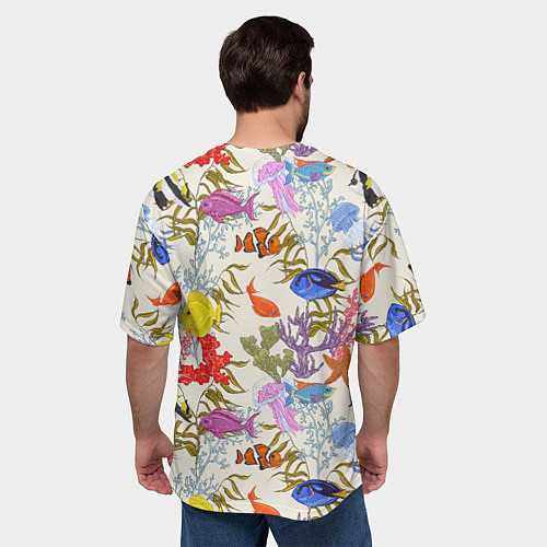 Мужская футболка оверсайз Морские обитатели моря / 3D-принт – фото 4