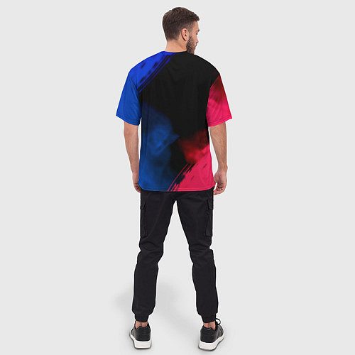 Мужская футболка оверсайз Barcelona fc club gradient smoke / 3D-принт – фото 4