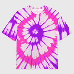 Футболка оверсайз мужская Тай дай розовый с фиолетовым, цвет: 3D-принт
