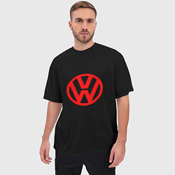 Футболка оверсайз мужская Volkswagen red logo, цвет: 3D-принт — фото 2