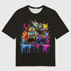 Футболка оверсайз мужская Дом в цветных брызгах, цвет: 3D-принт