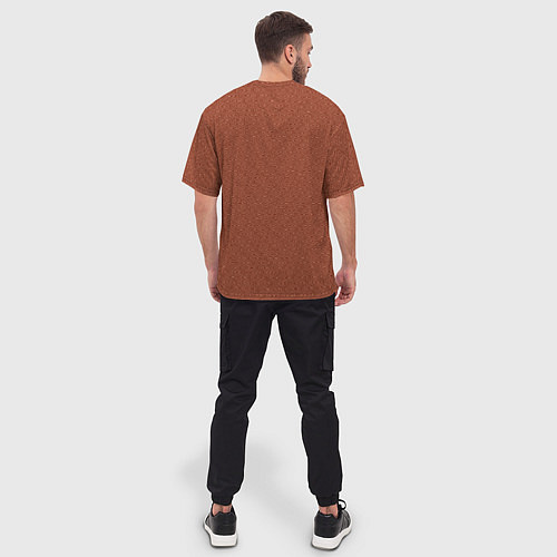 Мужская футболка оверсайз Коричневый однотонный текстурированный / 3D-принт – фото 4