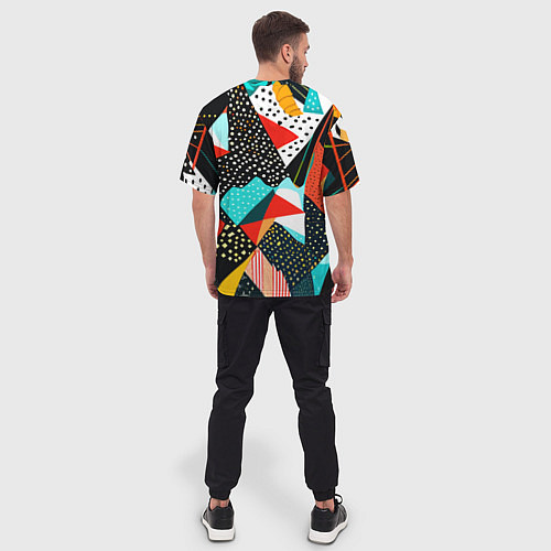 Мужская футболка оверсайз Abstract patchwork - ai art / 3D-принт – фото 4
