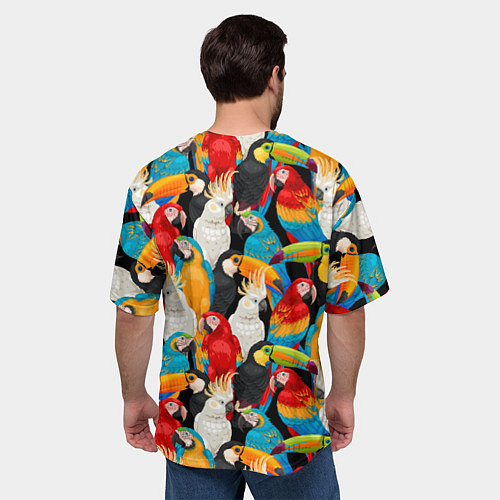 Мужская футболка оверсайз Экзотические птицы попугаи и туканы / 3D-принт – фото 4