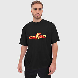 Футболка оверсайз мужская CSGO огненное лого, цвет: 3D-принт — фото 2