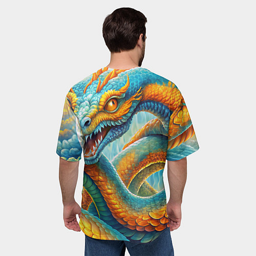 Мужская футболка оверсайз Большая мифологическая змея / 3D-принт – фото 4