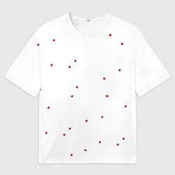 Футболка оверсайз мужская Эстетичные красные сердечки, цвет: 3D-принт