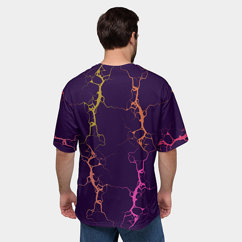Мужская футболка оверсайз Молнии на пурпурном / 3D-принт – фото 4