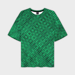 Мужская футболка оверсайз Насыщенный зелёный текстурированный