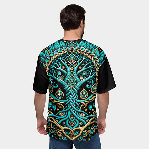 Мужская футболка оверсайз Древо жизни - сакральная славянская символика / 3D-принт – фото 4