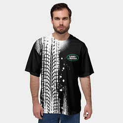 Футболка оверсайз мужская Ленд Ровер - следы от шин, цвет: 3D-принт — фото 2