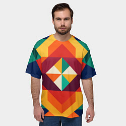 Футболка оверсайз мужская Геометрическая абстракция цветок, цвет: 3D-принт — фото 2