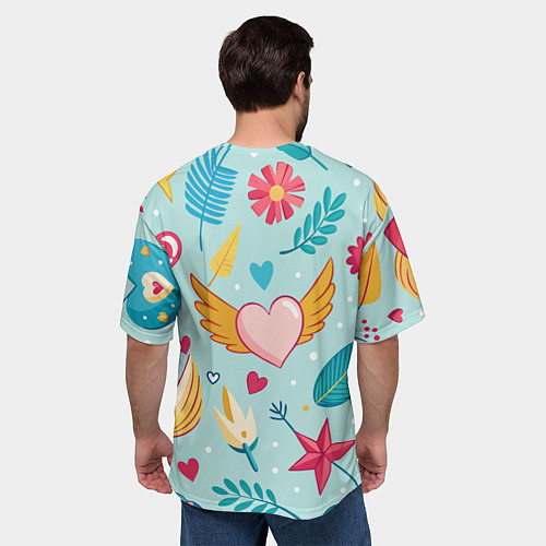 Мужская футболка оверсайз Сердечко с крылышками / 3D-принт – фото 4