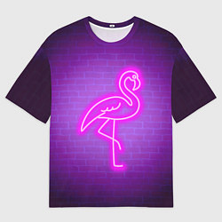 Футболка оверсайз мужская Розовый неоновый фламинго, цвет: 3D-принт