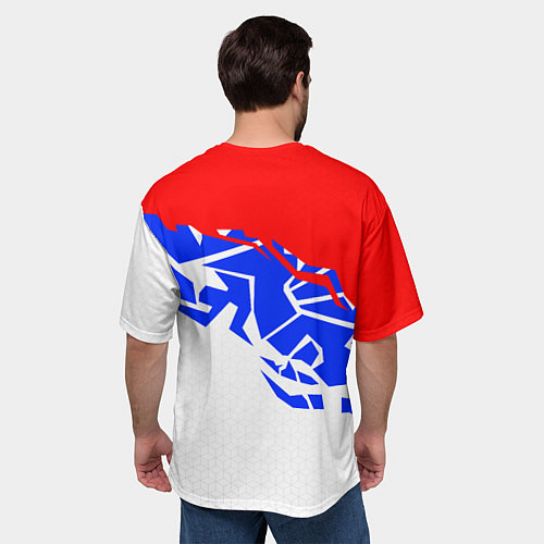 Мужская футболка оверсайз Россия- астрактивный триколор / 3D-принт – фото 4