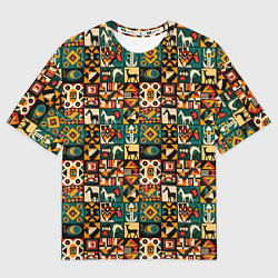 Футболка оверсайз мужская Африканские паттерн животные, цвет: 3D-принт