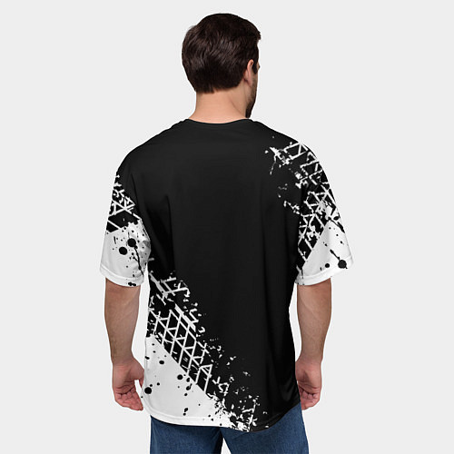Мужская футболка оверсайз Мазда: следы от шин / 3D-принт – фото 4