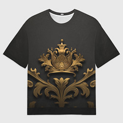 Футболка оверсайз мужская Объемная золотая корона с узорами, цвет: 3D-принт