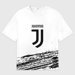 Футболка оверсайз мужская Ювентус спорт краски, цвет: 3D-принт