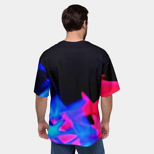 Мужская футболка оверсайз Roblox neon flame / 3D-принт – фото 4