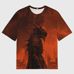 Футболка оверсайз мужская Ксеноморф в оранжевых тонах, цвет: 3D-принт