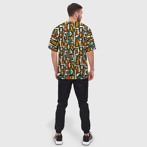 Мужская футболка оверсайз Африканские этно узоры / 3D-принт – фото 4