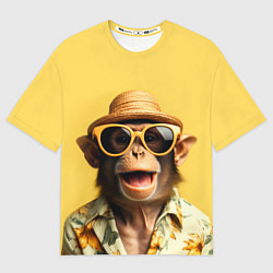 Футболка оверсайз мужская Обезьяна в шляпе, цвет: 3D-принт