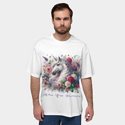 Футболка оверсайз мужская Мечтай цвети вдохновляй, цвет: 3D-принт — фото 2