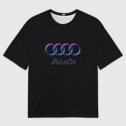 Футболка оверсайз мужская Audi neon logo, цвет: 3D-принт