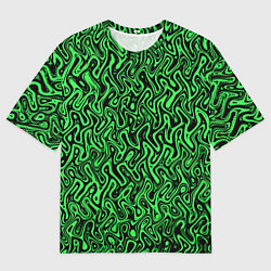 Мужская футболка оверсайз Чёрно-зелёный абстрактный узор