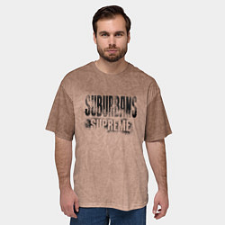 Футболка оверсайз мужская Suburbans supreme: beige, цвет: 3D-принт — фото 2