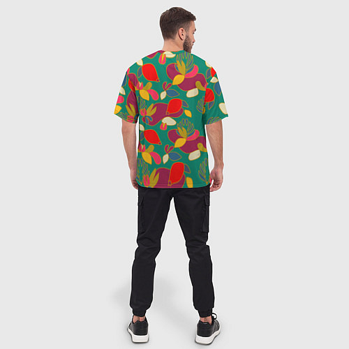 Мужская футболка оверсайз Ягодно-цветочная абстракция / 3D-принт – фото 4