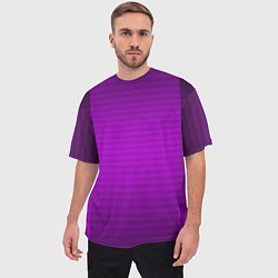 Футболка оверсайз мужская Фиолетовый градиентный полосатый комбинированный у, цвет: 3D-принт — фото 2