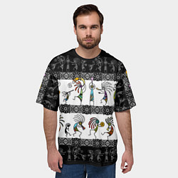 Футболка оверсайз мужская Кокопелли - боги индейцев хайда, цвет: 3D-принт — фото 2