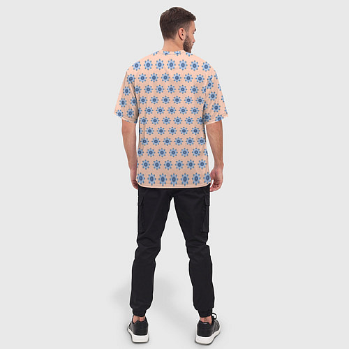 Мужская футболка оверсайз Бежевый паттерн шестеренки / 3D-принт – фото 4