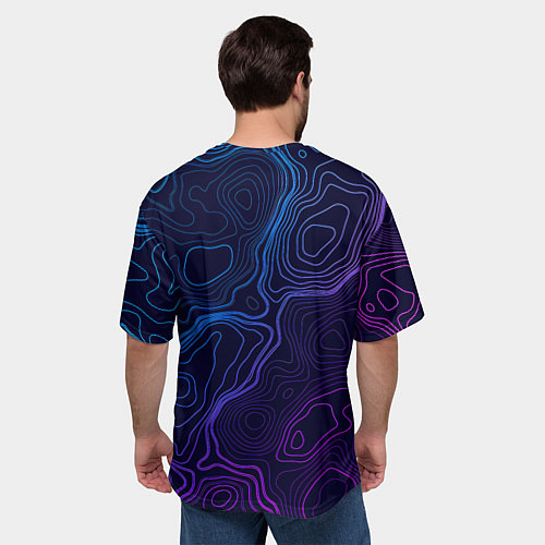 Мужская футболка оверсайз Абстрактная топографическая карта / 3D-принт – фото 4