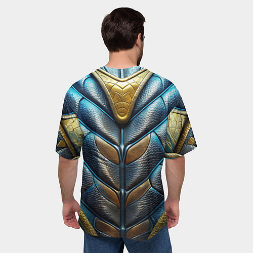 Мужская футболка оверсайз Объемная синяя текстурная кожа / 3D-принт – фото 4