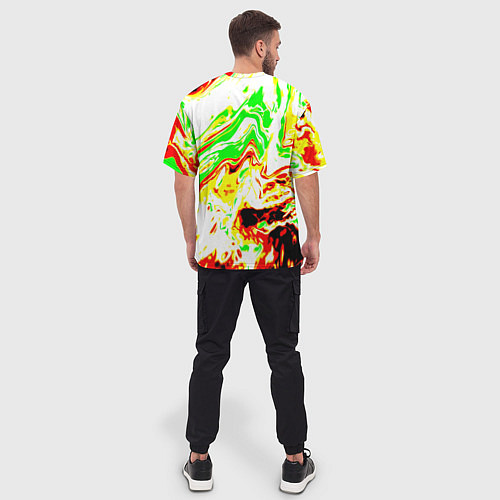 Мужская футболка оверсайз Кислотные краски / 3D-принт – фото 4