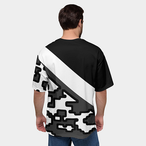 Мужская футболка оверсайз Россия камуфляж текстура / 3D-принт – фото 4