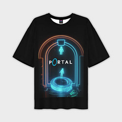 Футболка оверсайз мужская Portal neon style logo, цвет: 3D-принт